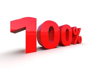 Red 100% Percent Discount 3d Sign on White Background