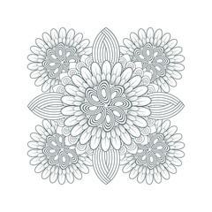 Decorative Doodle flowers in black and white for coloringbook, cover, background, wedding invitation card. Hand drawn sketch for adult anti stress coloring page isolated in white background.-vector
