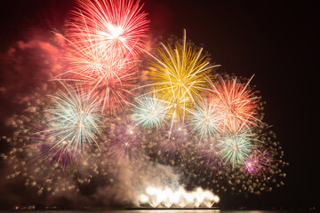 Fireworks light up the sky.