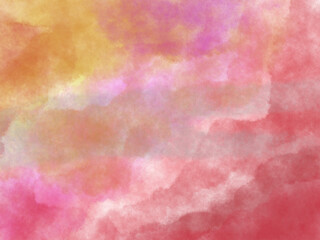 Colorful orange and hot pink watercolor background texture in abstract painting design of fringe bleed and paint stains, messy grunge watercolor texture design