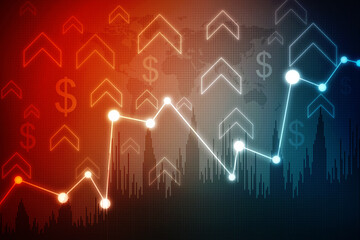 2d rendering Stock market online business concept. business Graph 