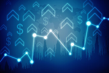 2d rendering Stock market online business concept. business Graph 