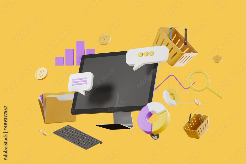 Poster pc computer and multitasking app, information and control