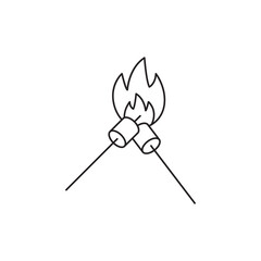 Burning marshmallow icon line style icon, style isolated on white background
