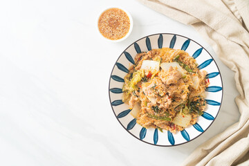 Stir-Fried Thai Styled Sukiyaki or Stir-fried vermicelli with pork and vegetables in sukiyaki sauce