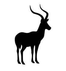 Silhouette of standing horned animal icon Isolated on white background Suitable for web apps, mobile apps and print media