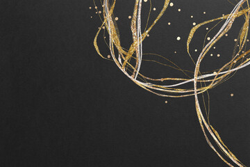 黒い背景とエレガントな金のグリッターフレーム