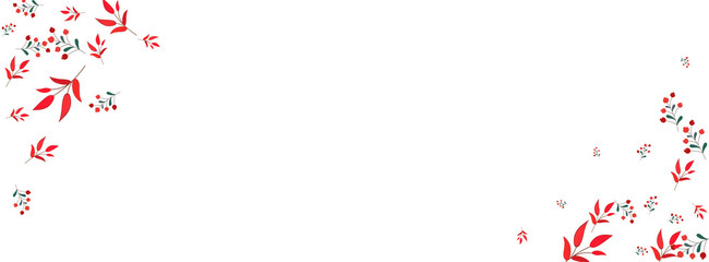 Green Leaf Background White Vector. Rowan Decoration Card. Red Foliage. Pink Leaves Agriculture. Season Design.