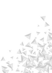 Silver Triangular Background White Vector. Pyramid Geometric Tile. Gray Realistic Illustration. Origami Trendy. Greyscale Fractal Banner.