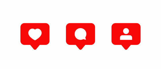 Fototapeta premium Social Media Icon Vector. Like, Comment, and Follow in Speech Bubbles