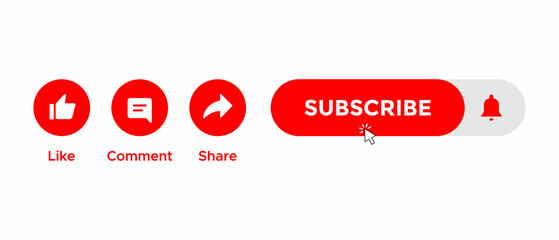 Like, Comment, Share and Subscribe Icon Vector. Illustration Isolated on White Background