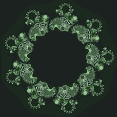 intricate floral fantasy in shades of green inspired by fractal mathematical equations