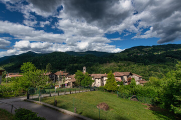 Fototapeta na wymiar Oneta small village of middle Brembana valley Bergamo Italy