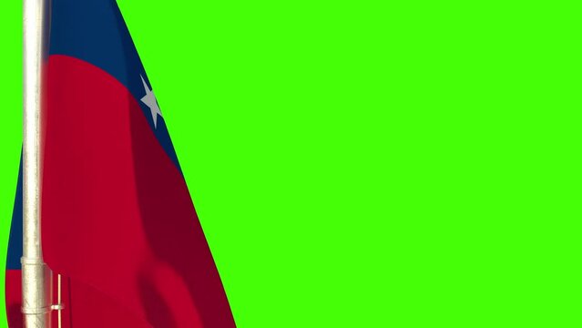 hanging Samoa flag waving on green screen, isolated