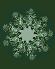 intricate floral fantasy in shades of green inspired by fractal mathematical equations