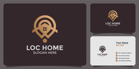 house combination location logo and branding card