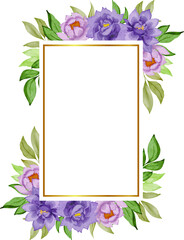 set of purple rose gold frame watercolor