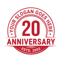 20 years anniversary logo design template. 20th anniversary celebrating logotype. Vector and illustration.
