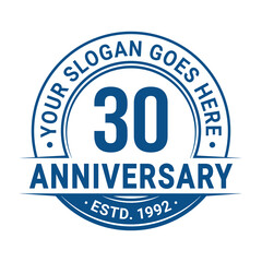 30 years anniversary logo design template. 30th anniversary celebrating logotype. Vector and illustration.
