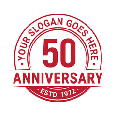 50 years anniversary logo design template. 50th anniversary celebrating logotype. Vector and illustration.
