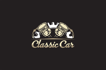 Piston Classic Car Garage vintage logo