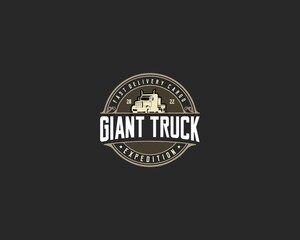 Fototapeta na wymiar Giant Truck Expedition Logo Vintage