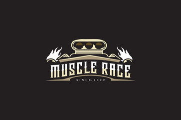 American Muscle Race Garage Logo Vintage