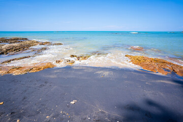 black sand beach on Nang Thong Beach in Khaolak