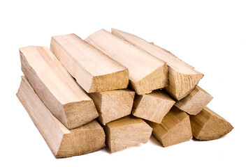 Pile of firewood isolated on a white background.