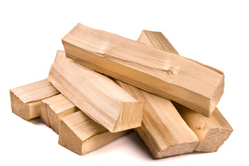 Pile of firewood isolated on a white background.