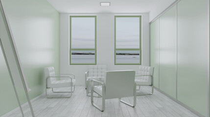 Modern office Cabinet.  3D rendering.   Meeting room
