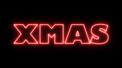 XMAS neon signboard glowing flickering. 3d render abstract neon signboard