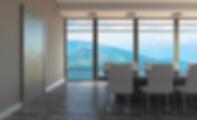 Modern office Cabinet.  3D rendering.   Meeting room. Abstract blur phototography.