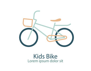 Bicycle logo, icon. Design template linear minimal style. Kids Bike, Vector illustration.