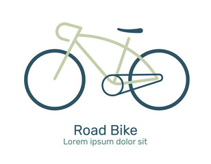 Bicycle logo, icon. Design template linear minimal style. Road bike, Vector illustration.
