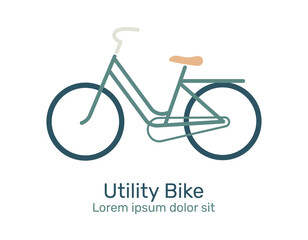 Bicycle logo, icon. Design template linear minimal style,  Utility Bike, Vector illustration.