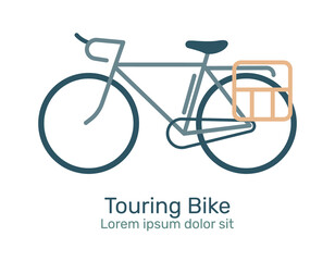Bicycle logo, icon. Design template linear minimal style, Touring Bike, Vector illustration.