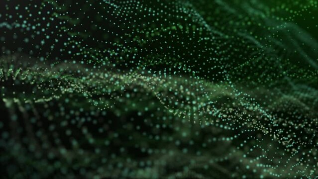 Green Floating Particles Loop Animation On  Black Background