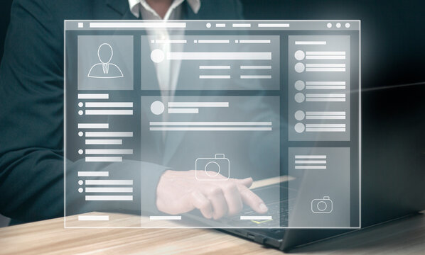 Web page browser of Social media Page VR Interface on the laptop computer.