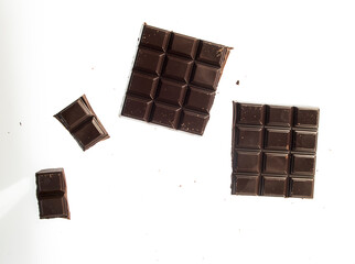chocolate bar on white background macro