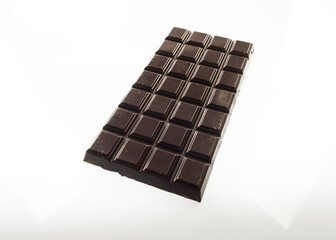 chocolate bar on white background macro