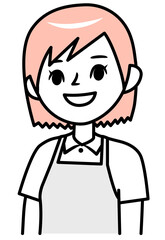 微笑むエプロン姿の若い女性
