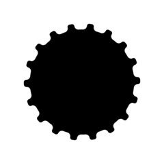 Beer bottle cap. Black silhouette on white background.