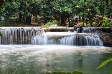 selectable focus blur Beautiful landscape. Chet Sao Noi Waterfall Chet Sao Noi Waterfall National Park, Saraburi Province, Thailand