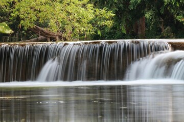 Obraz premium selectable focus blur Beautiful landscape. Chet Sao Noi Waterfall Chet Sao Noi Waterfall National Park, Saraburi Province, Thailand