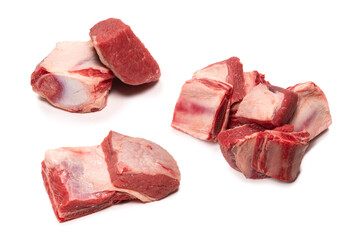Raw beef ribs isolated on white background.
