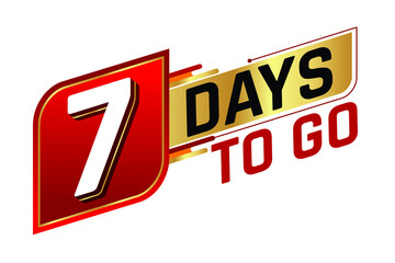7 days to go countdown left days banner isolated on white background. Sale concept. Vector illustration.
