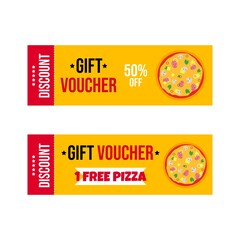 Free pizza gift voucher . Flat design  vector illustration