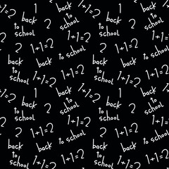 Back to school vector seamless pattern. Mathematical formula on blackboard. Hand written letters. School pattern