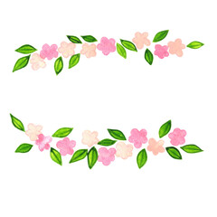 pink flower with green leaf wreath watercolor for decoration on spring garden and wedding event.